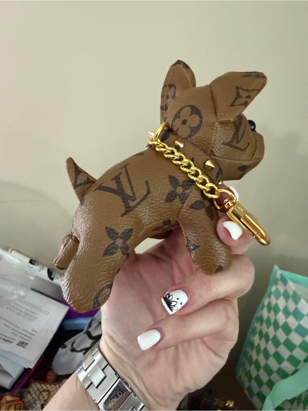 Monogram dog keychain. Caramel reverse monogram. - new no tags. - Picture 2 of 5